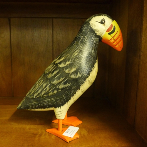 1328 - A wooden decorative puffin, H 21cms (PUFF0112)   #