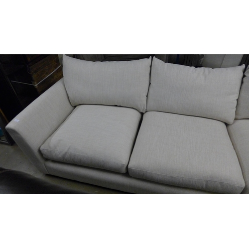 1398 - A linen upholstered RHF corner sofa