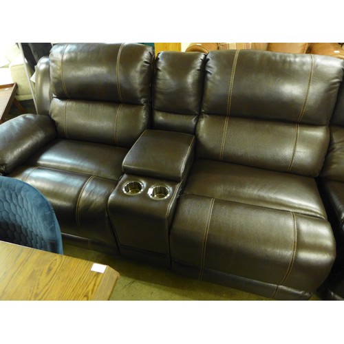 1393 - Dunhill brown Leather Sofa with power Reclining Motion, Original RRP £2249.99 + vat   ( 4125-14)    ... 