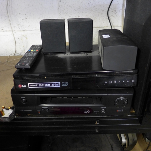 2241 - LG Blu-Ray/DVD player, VHS video player with remote and LG 5-speaker surround system