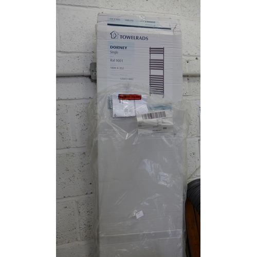 2247 - 6ft Unused designer vertical towel radiator - boxed and unused, with box of valves