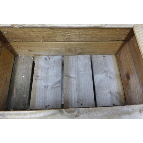 2269 - 2 Rectangular lined wooden planters (60cm x 45cm x 30cm)