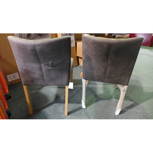 3021 - Two Bentley Designs Turin Grey Upholstered Low Back Dining Chairs (Damaged Fabric) (264Z-49/61) * Th... 