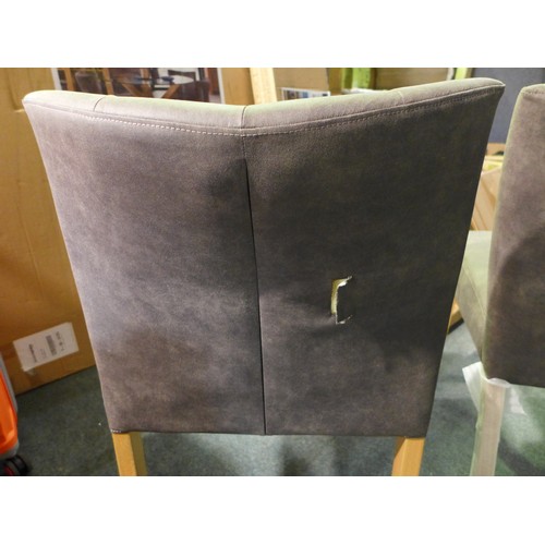 3021 - Two Bentley Designs Turin Grey Upholstered Low Back Dining Chairs (Damaged Fabric) (264Z-49/61) * Th... 