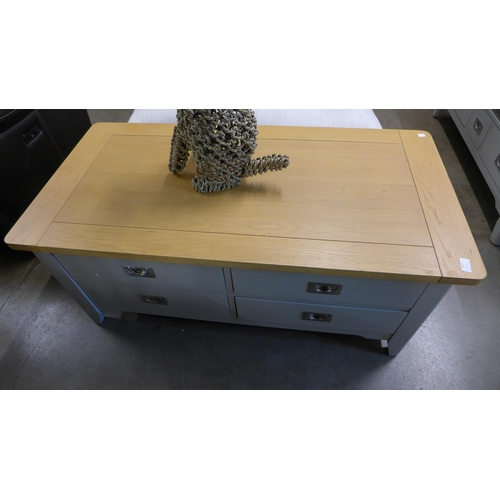 1419 - A Harbour grey painted and oak four drawer coffee table