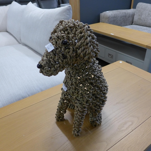 1420 - A large sitting hand made seagrass dog, H 49cms (ACC06530)   #