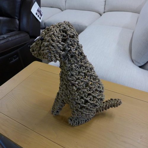 1420 - A large sitting hand made seagrass dog, H 49cms (ACC06530)   #