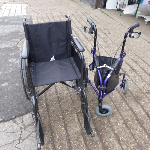 2056 - Drive large wheel wheelchair with 3 wheels and a mobility walker