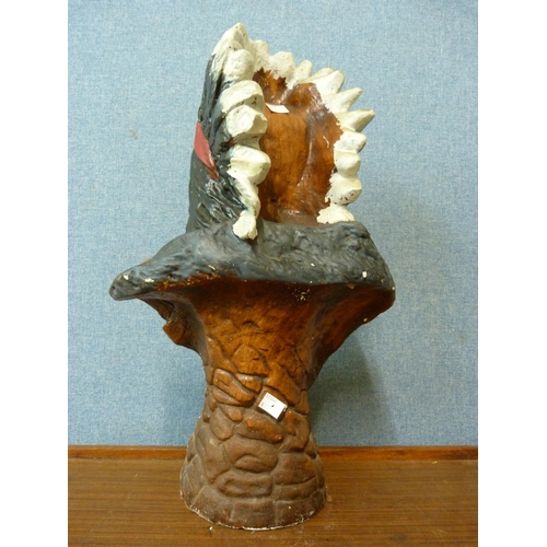 762 - A cigar store Native American advertising chalkware bust, '305 cigars', 54cm