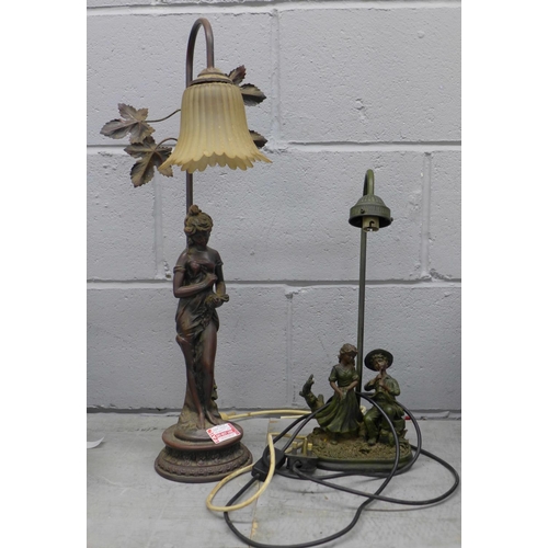 1007 - Two metal figural lamps, one failed electrical safety test due to earth continuity, sold as scrap on... 