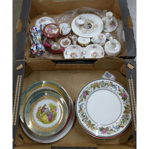 1011 - Two boxes of mixed china including Limoges, Royal Crown Derby, etc.  **PLEASE NOTE THIS LOT IS NOT E... 