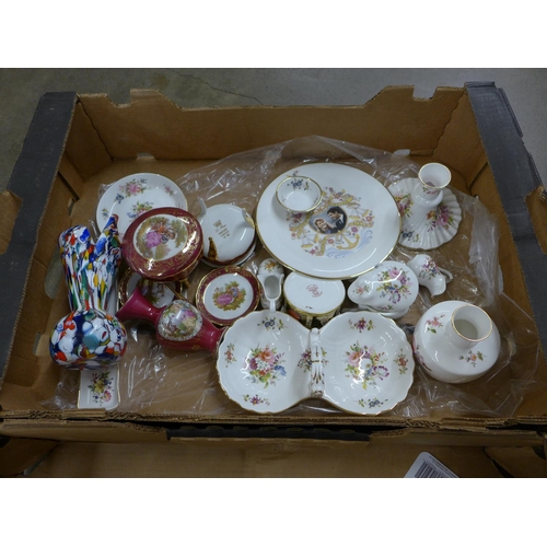 1011 - Two boxes of mixed china including Limoges, Royal Crown Derby, etc.  **PLEASE NOTE THIS LOT IS NOT E... 