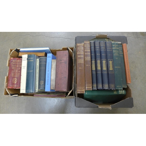 1014 - Two boxes of books on physics, surveying and engineering