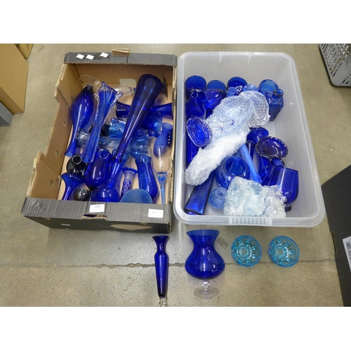 1020 - Two boxes of Bristol blue glass **PLEASE NOTE THIS LOT IS NOT ELIGIBLE FOR POSTING AND PACKING**