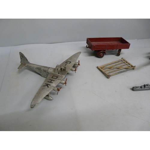 623 - A Dinky Toys Mayo composite model aircraft, a/f, a Dinky Toys trailer, a/f, a cannon, etc., a/f