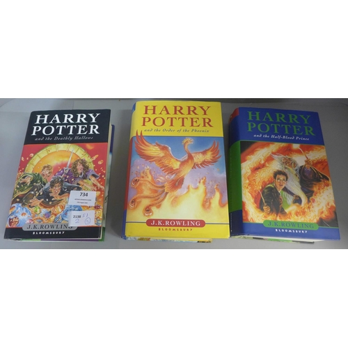 734 - Three Harry Potter first edition books