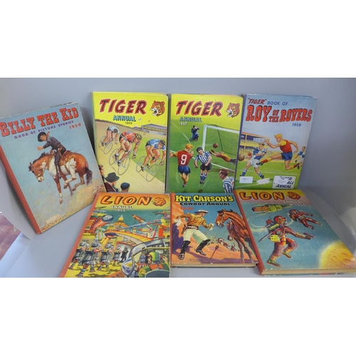 742 - Seven 1950's children's annuals including Tiger