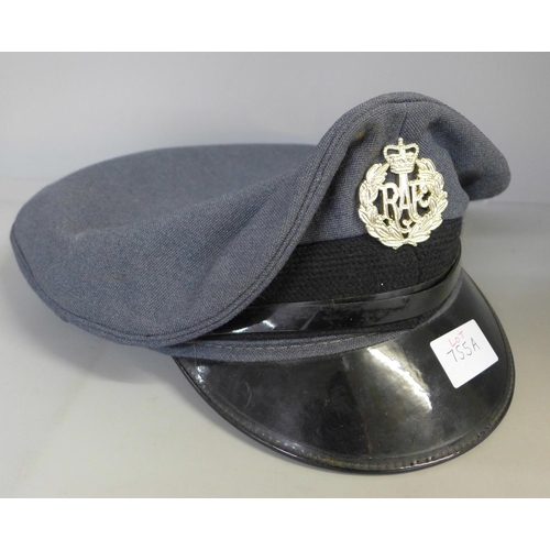 755A - A RAF service peaked cap with badge (size 58)