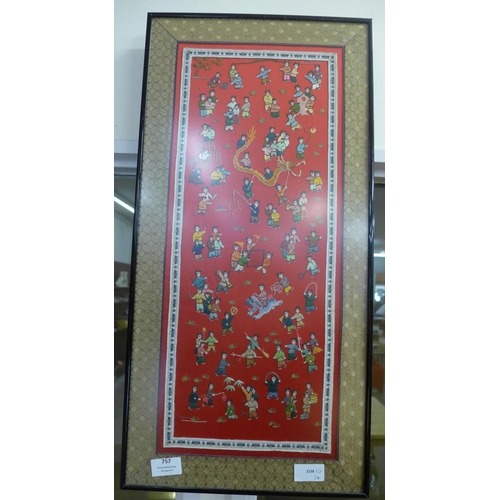 757 - An oriental embroidered picture