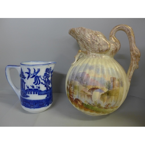 760 - A Doulton Burslem Willow jug, a/f, and one other jug