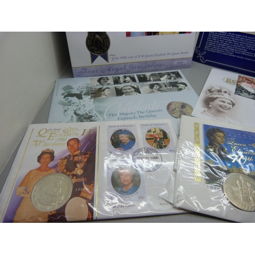 863 - Stamps;-fifteen coin covers including four £5 coins