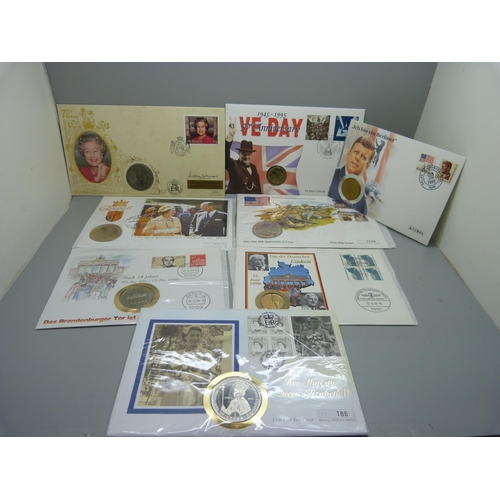 863 - Stamps;-fifteen coin covers including four £5 coins