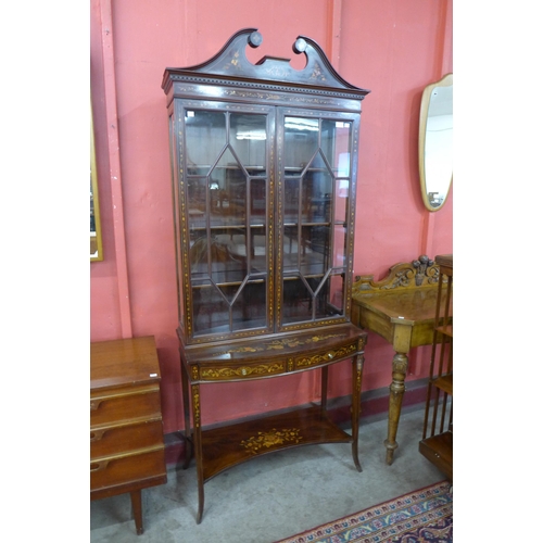 3 - An Edward VII mahogany and marquetry inlaid display cabinet