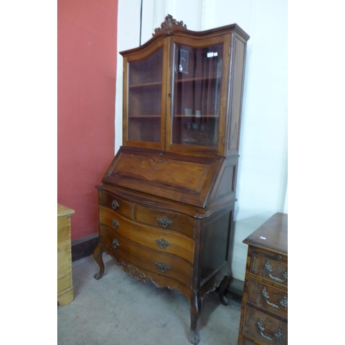 33 - An early 20th Century French rosewood bureau bookcase