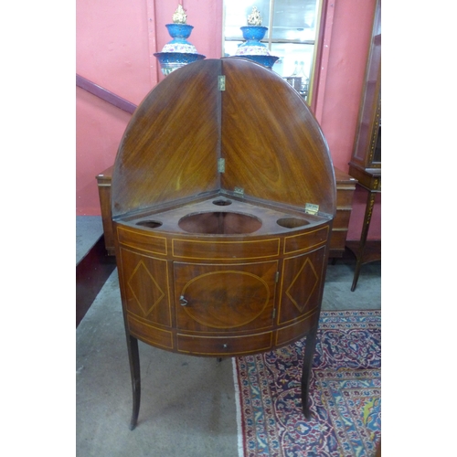 38 - A George III inlaid mahogany corner night stand