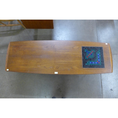 42 - A Danish Mogens Kold teak and micro mosaic tiled top coffee table, designed by Arne Hovmand Olsen