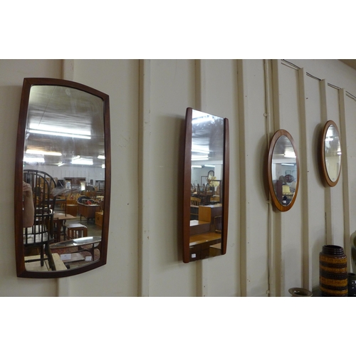 48 - Four teak framed mirrors