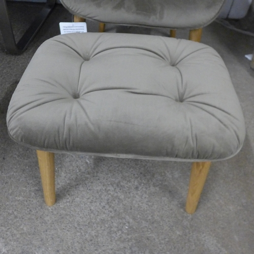 1395 - A mink velvet button back side chair and footstool