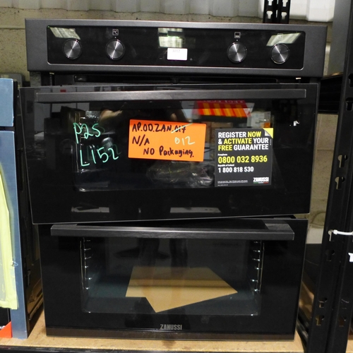 3012 - Zanussi Multifunction Double Oven (H715xW594xD568), model no:- ZPCNA4K1, Broken Hinge * This lot is ... 