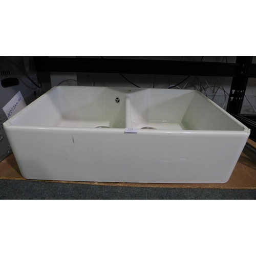 3018 - Blanco Villae Double Belfast Style White Ceramic Farmhouse Sink (490x794mm), model no:- BL468491, RR... 