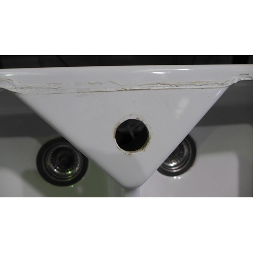 3018 - Blanco Villae Double Belfast Style White Ceramic Farmhouse Sink (490x794mm), model no:- BL468491, RR... 