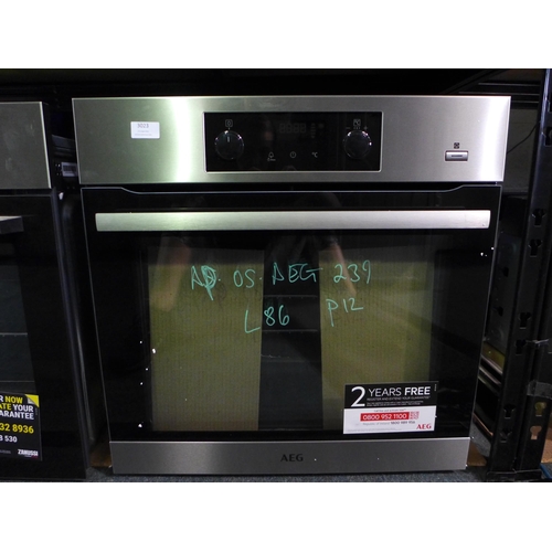 3023 - AEG 6000 Steam Bake Pyrolytic Oven (H590xW560D550mm) model no:- BPS355020M, RRP £589 inc. VAT * This... 