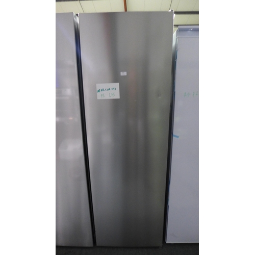 3034 - CDA Freestanding Brushed Steel Larder Fridge (H1860xW595xD650), model no:- FF821SC, original RRP £57... 