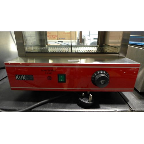 3040 - Kukoo Commercial Electric Hot Dog Steamer with Glass Door & Bun Warmer, (44x48x69cm) model: HDS971