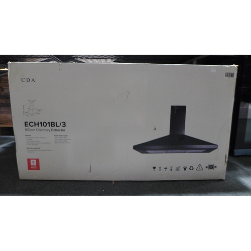 3041 - CDA 100cm Matte Black Chimney Extractor, model ECH101BL/3