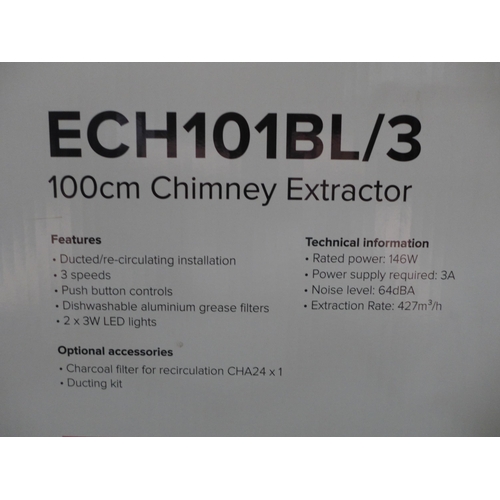 3041 - CDA 100cm Matte Black Chimney Extractor, model ECH101BL/3