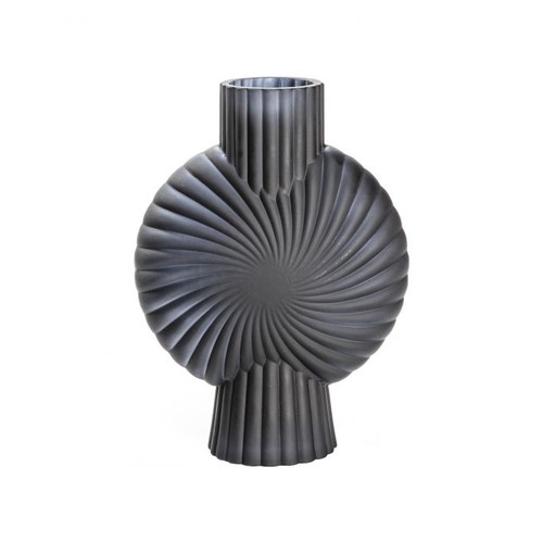 1455 - A Cassis vase in black frosted glass, H 25cms (505941339779013)   #