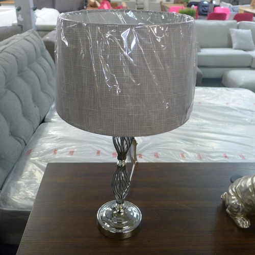 1481 - A silver wire design table lamp with pale grey shade, H 55cms (EUGS2B600DRM22)   #