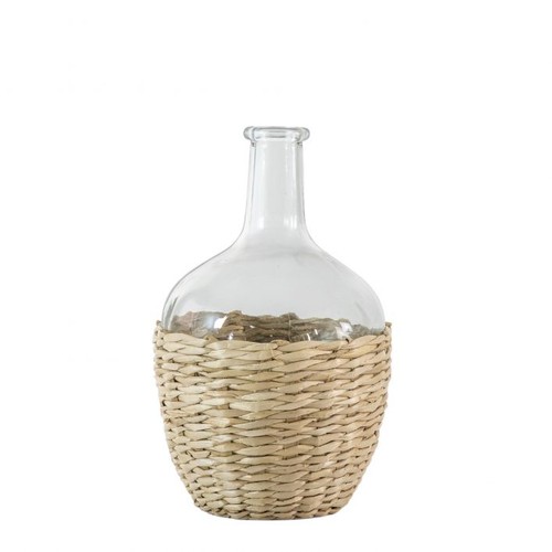 1489 - A Batanta Bohemian bottle with hand woven seagrass, H 26cms (505941 369743213)   #