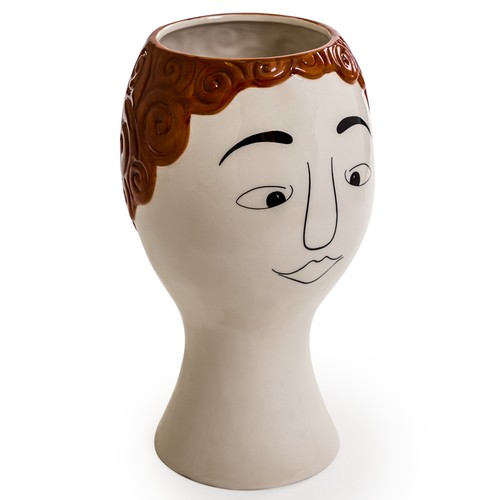 1503 - A ceramic Doodleman face vase, H 32cms (FPC14)   #