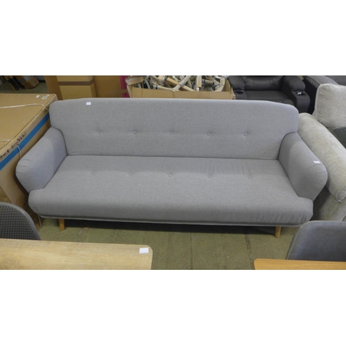 1515 - A large three seater click clack grey fabric sofa bed