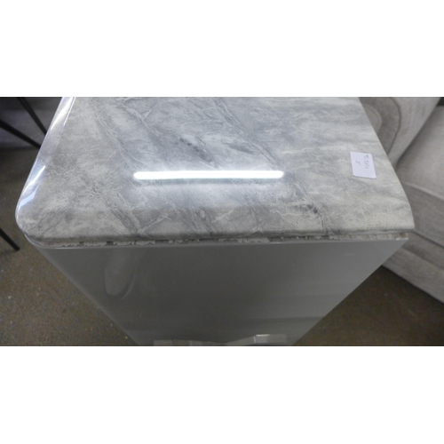 1520 - A grey high gloss sideboard with marble effect top