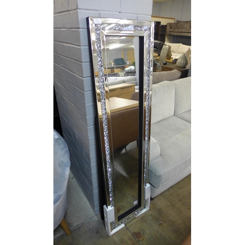 1528 - A Gatsby cheval mirror edged with crystals, H 150 x W 40 (GATSBYCHEVSIL50)   #