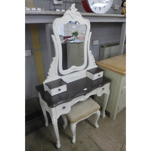 1563 - A dressing table with contrasing top and upholstered stool