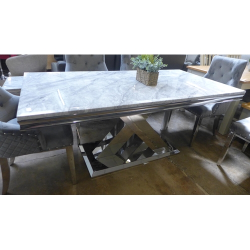 1581 - A Dolce fixed top marble effect and chrome dining table