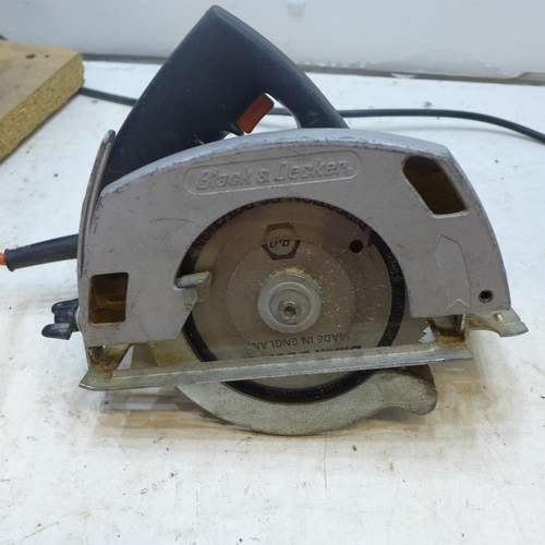 2036 - Macallister bench grinder with Black and Decker circular saw and Black and Decker electric plane